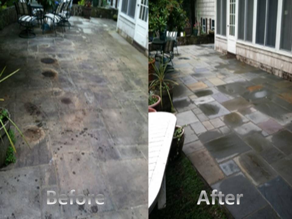 slate patio before and after