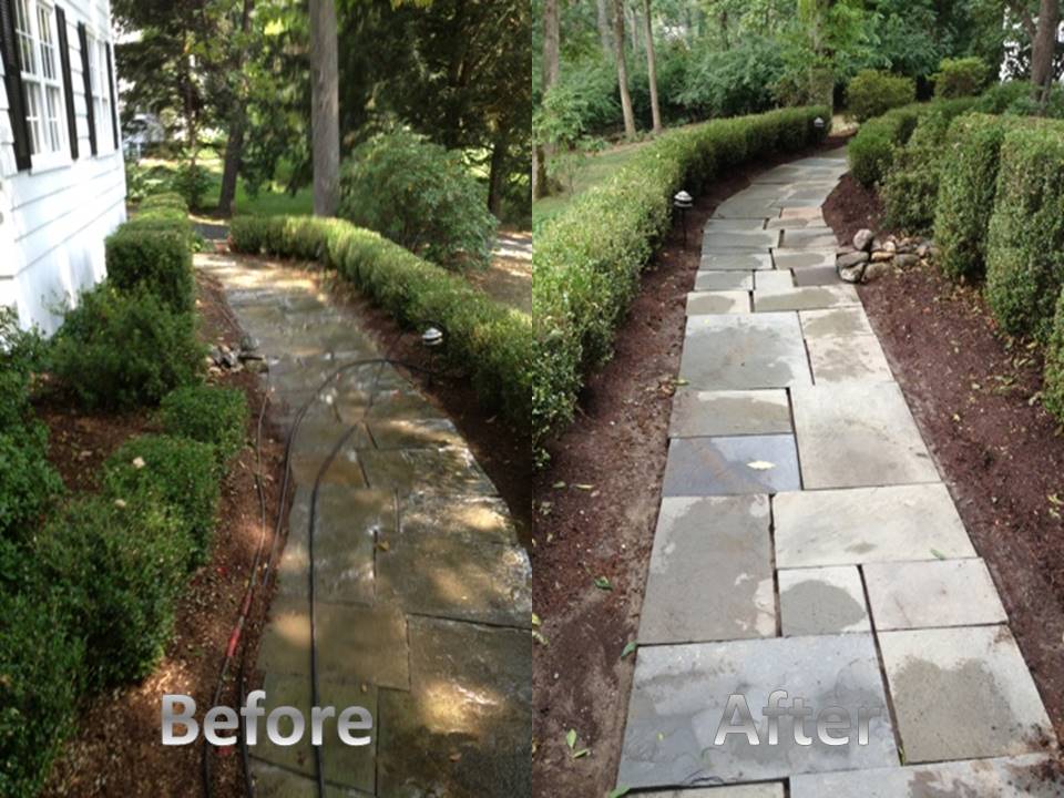 slate walkway before and after